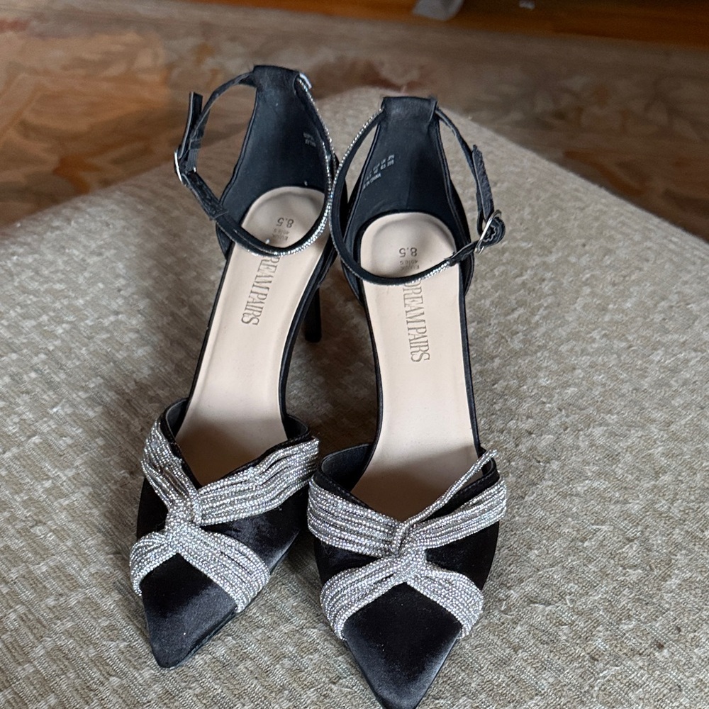 Elegant Black and Silver Heels by Dream Pairs